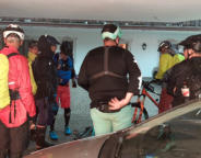 Abfahrt vom Sellajoch nach Wolkenstein